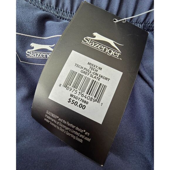 NWT Slazenger Hydro-DriTech Golf Skort Skirt M Slate Gray/Blue Golf Pickleball - Picture 12 of 12
